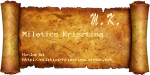 Miletics Krisztina névjegykártya